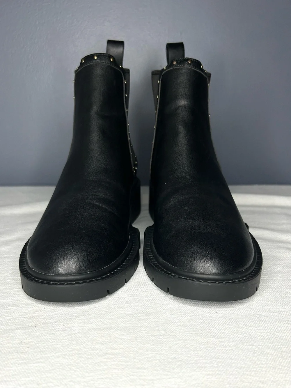 Coach Boots Womens 8 Black Leather Chelsea Studded Ankle Bootie Lory 38.5 Pull